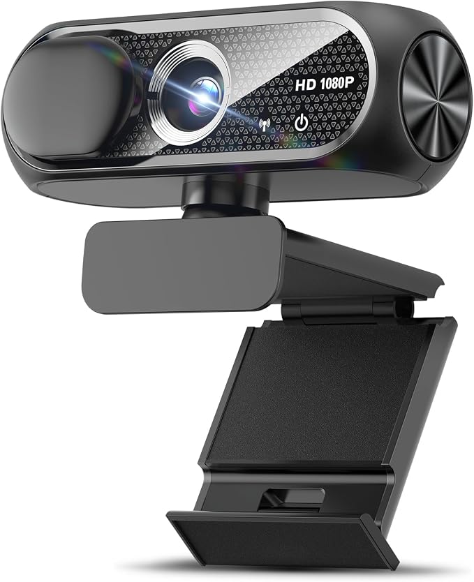 1080P HD Webcam with Microphone, Noise Cancellation, Auto Light Correction, Plug & Play USB Webcam for Laptop, Desktop, PC (Black-Gray)