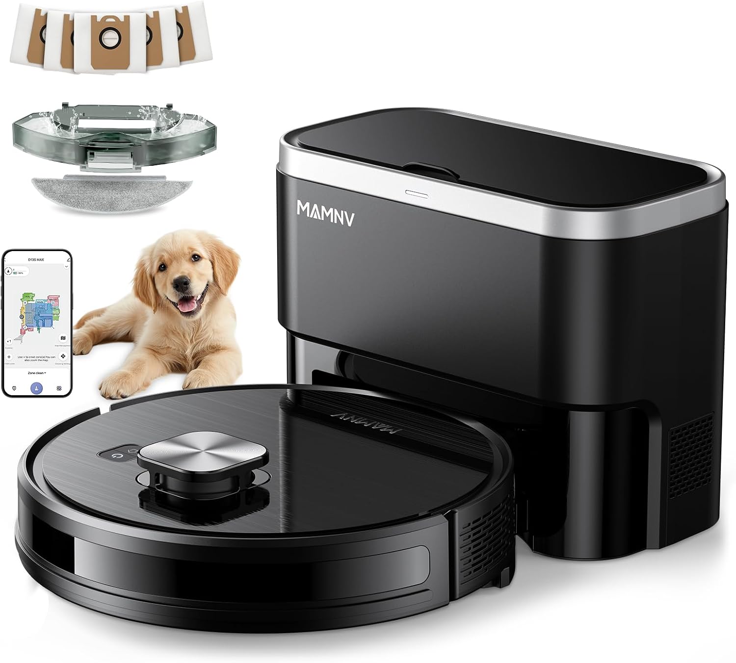 Robot Vacuum,11500Pa Suction,LiDAR Navigation,Self-Emptying,Pet Hair 90-Day Hands-Free Cleaning 160-Minute Long Runtime Multi-Floor Map Room-Based Cleaning Control Alexa Google Assistant Support