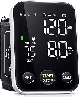 Oklar FDA Cleared Blood Pressure Monitor Upper Arm BP Machine for Home Use Clinical Accuracy, 2x120 Memory, Large LED Display & 8.7"-15.7" Adjustable Cuff, Dual Power for Home & Travel, Black