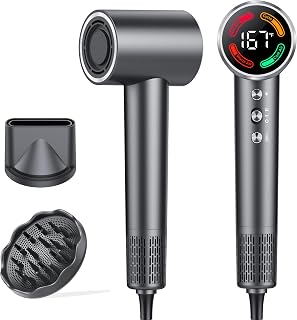 Hair Dryer, High-Speed Blow Dryer with Diffuser, 500M Ionic Negative Blow Dryer for Fast Drying, Low Noise & Smart Temperature Control & LED, for All Hair Types,for Home & Travel, Gifts