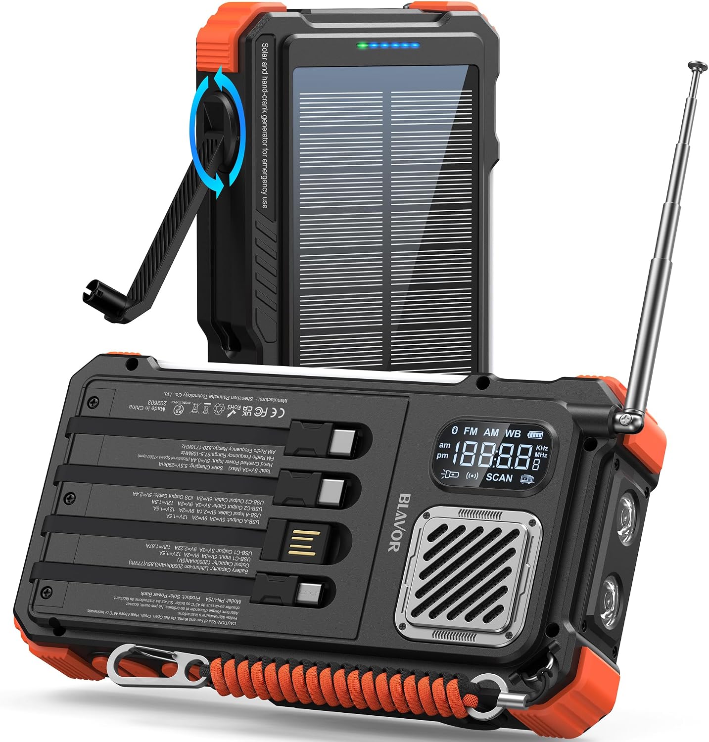 BLAVOR Hand Crank Emergency Radio, NOAA Weather Radio AM/FM, Solar Charger | 20000mAh Solar Power Bank, Han...