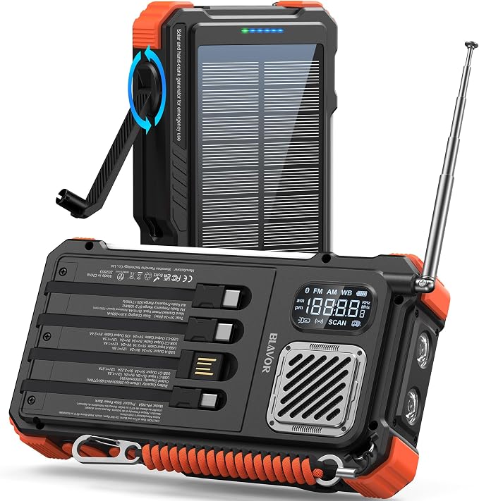 BLAVOR Hand Crank Emergency Radio, NOAA Weather Radio AM/FM, Solar Charger | 20000mAh Solar Power Bank, Han...