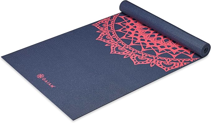 Gaiam Yoga Mat Classic Print, 4mm Non-Slip Mat Lightweight 4mm print yoga mat with non-slip grip. Ideal for yoga, Pilates & floor workouts at home or studio.