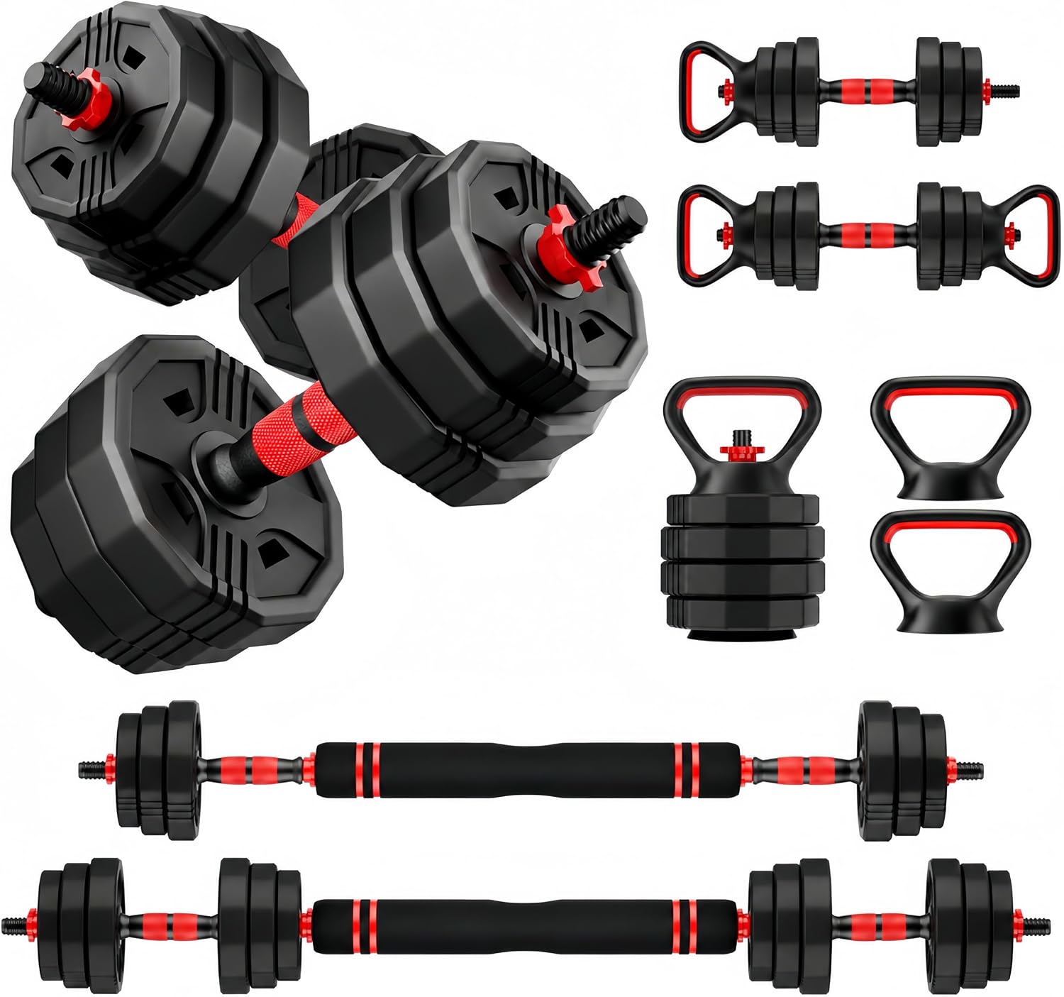 Adjustable dumbbell set,20/30/45/70/90lbs Free Weights Dumbbells Set 5in1 | Multi-Function Dumbbells Set Us...