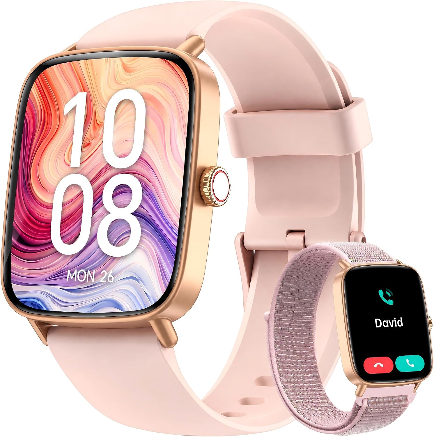 Smart Watch for Women, 1.85" HD AMOLED Fitness watch, Answer/Call, 2 Bands | 120+ Sport Modes Fitness Track...