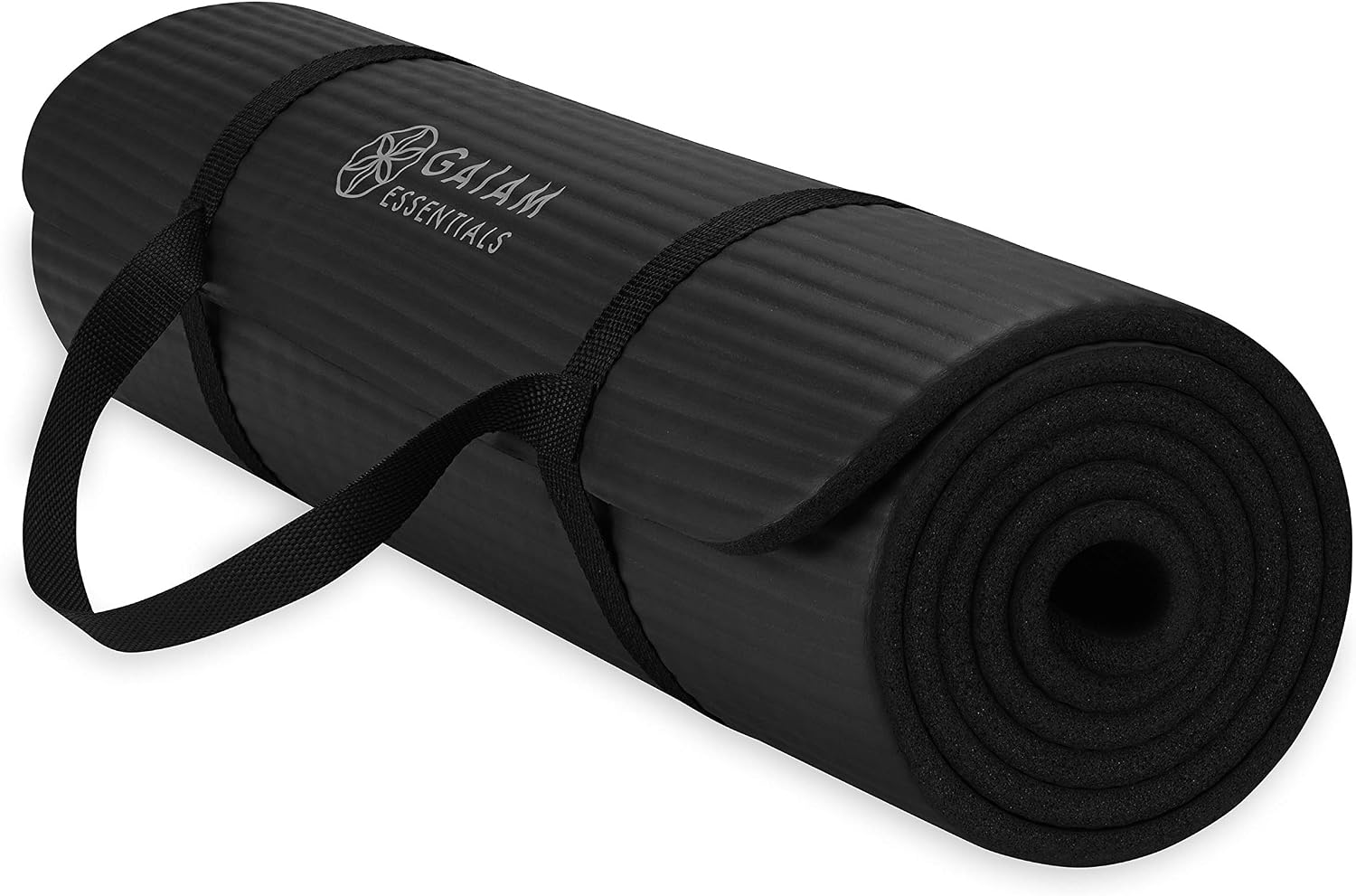 Gaiam Thick Yoga Mat, Exercise & Fitness Mat with Easy-Cinch Carrying Strap Non-Slip NBR Foam | Joint Cushioning | Yoga, Pilates, Fitness & Floor Workouts | 72"L x 24"W