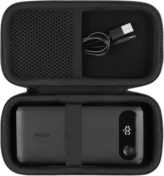 khanka Travel Case for Anker 20000mAh Portable Charger Power Bank,Black EVA Hard Shell, Easy Carry Handle, Impact Resistant Protection, Soft Interior Lining, Secure Custom Fit, Protective Case Only