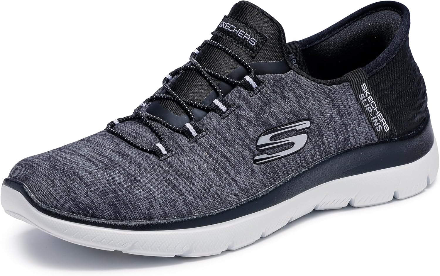 Skechers Women’s Summits Dazzling Haze Sneaker Slip-ins, Heel Pillow holds your foot secure, Air-Cooled Memory Foam Insole, Machine washable, Flexible traction outsole