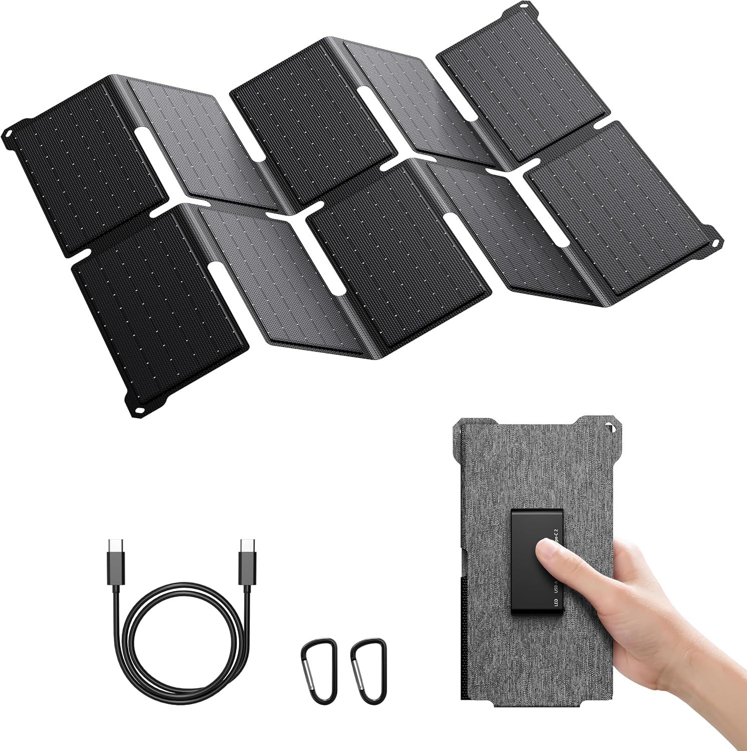 [Upgraded] BigBlue 35W Solar Charger with Fast Charging USB-A/PD 25W USB-C | IP68 Waterproof, 25.4% High Ef...